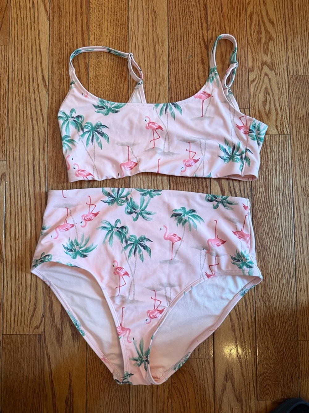 Old Navy Pink Flamingo Palm Print Two-Piece Bikini
